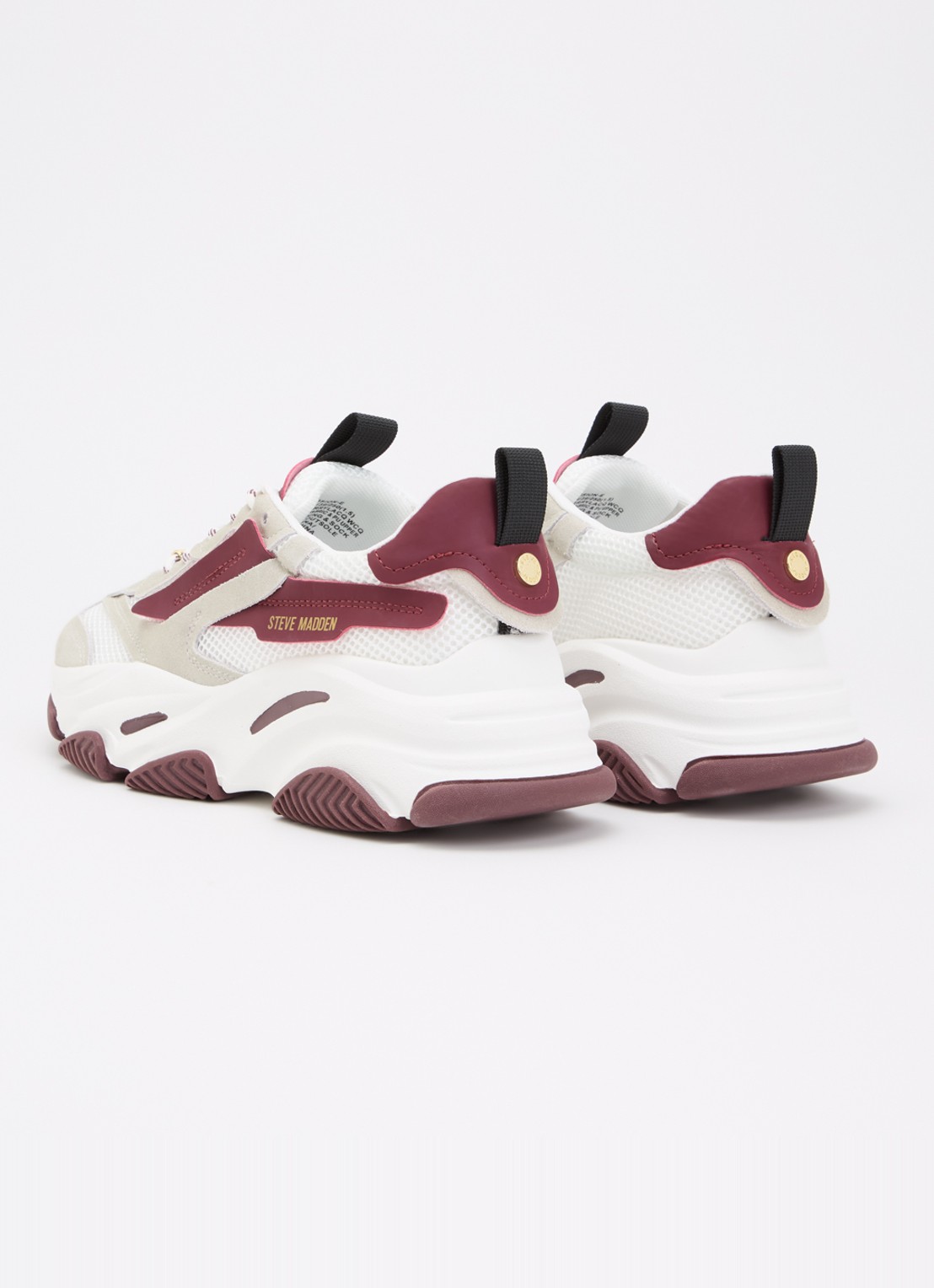 Steve Madden Possession-E sneaker met suède details - achterkant 3 bordeauxrood