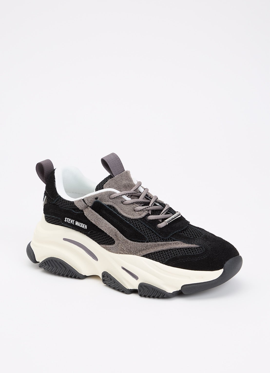 Steve Madden Possession-E sneaker met suède details - voorkant 5 zwart