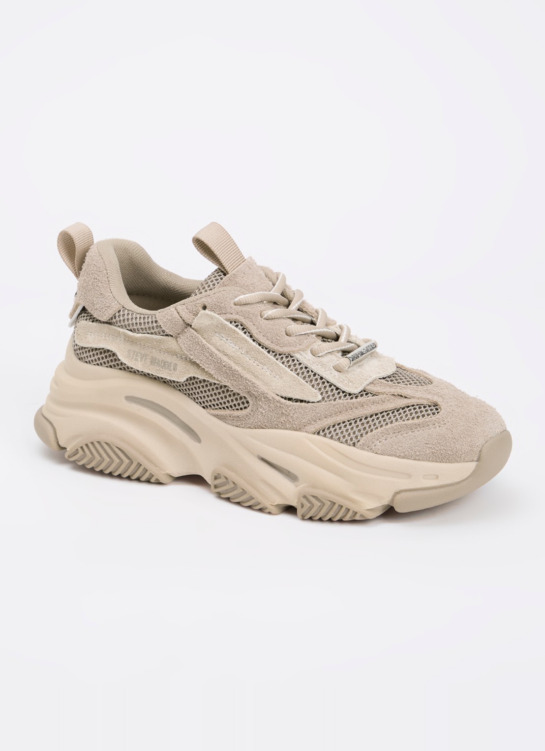 Steve Madden Possession-E sneaker met suède details - voorkant taupe