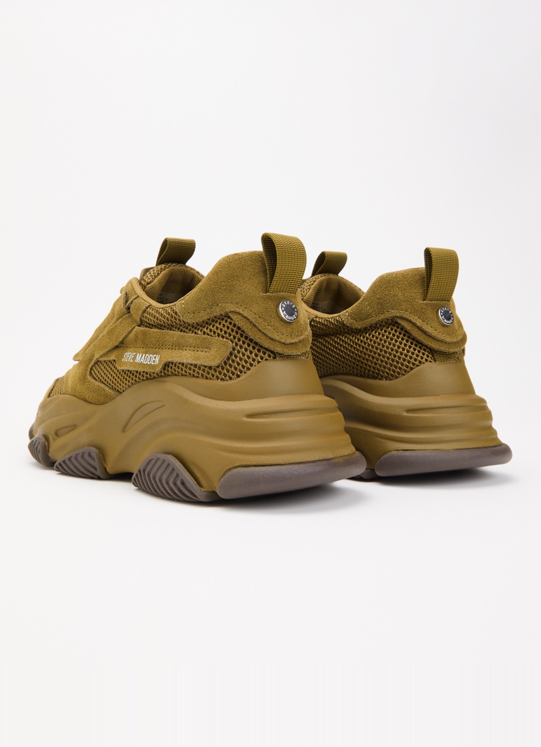 Steve Madden Possession-E sneaker met suède details - achterkant 4 khaki