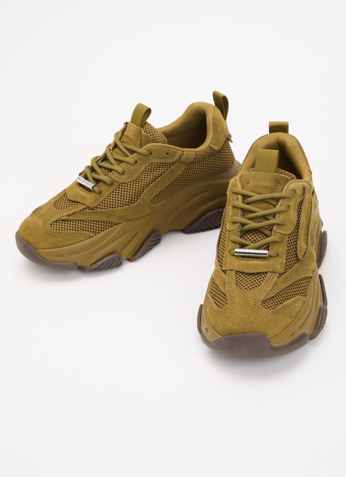 Steve Madden Possession-E sneaker met suède details - detail khaki
