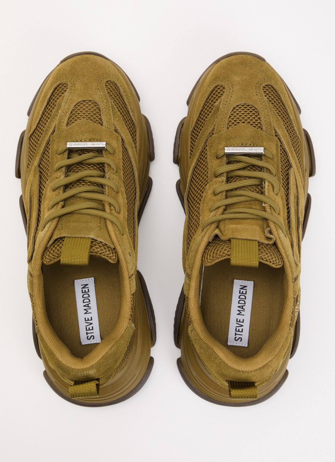 Steve Madden Possession-E sneaker met suède details - detail 2 khaki