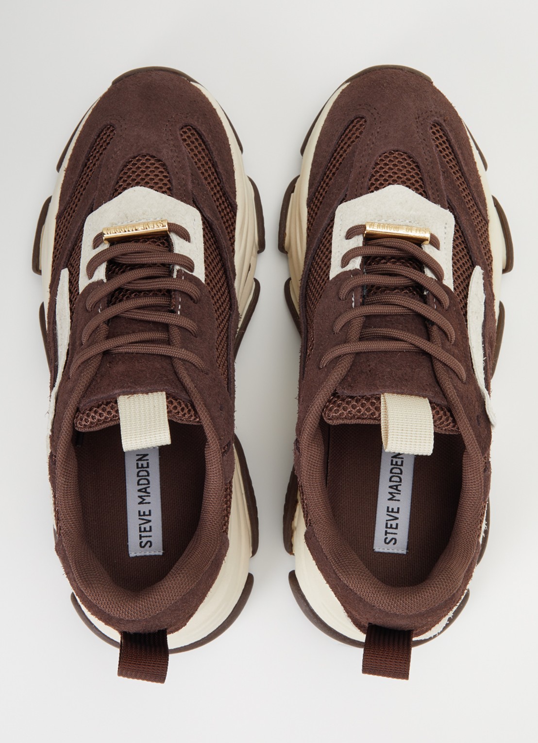 Steve Madden Possession-E sneaker met suède details - detail 4 kastanjebruin