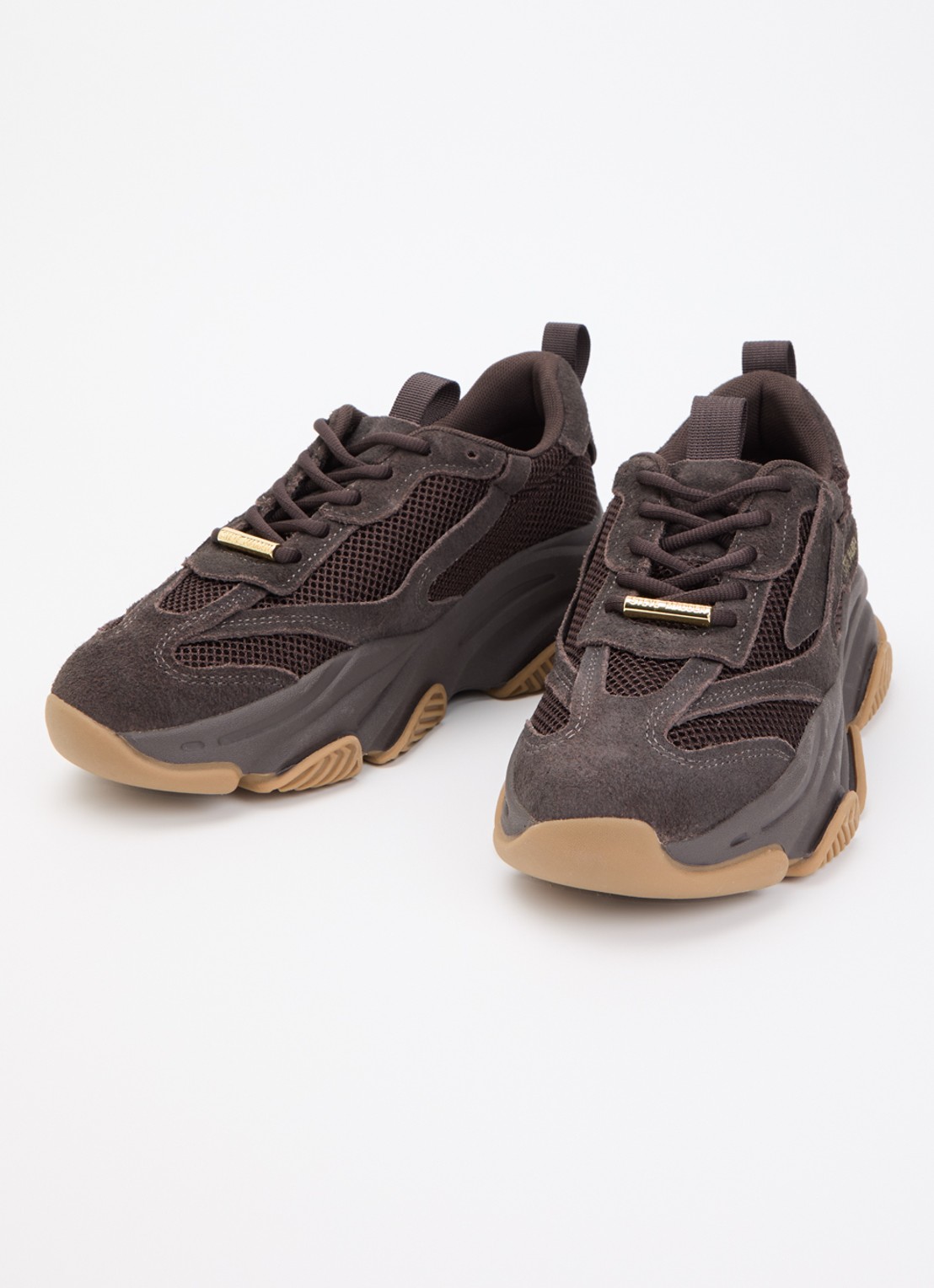 Steve Madden Possession-E sneaker met suède details - detail 2 donkerbruin