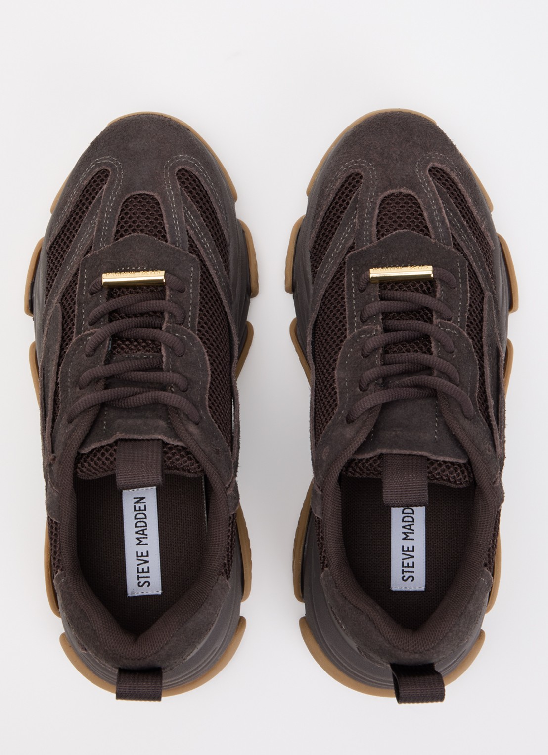 Steve Madden Possession-E sneaker met suède details - detail 3 donkerbruin