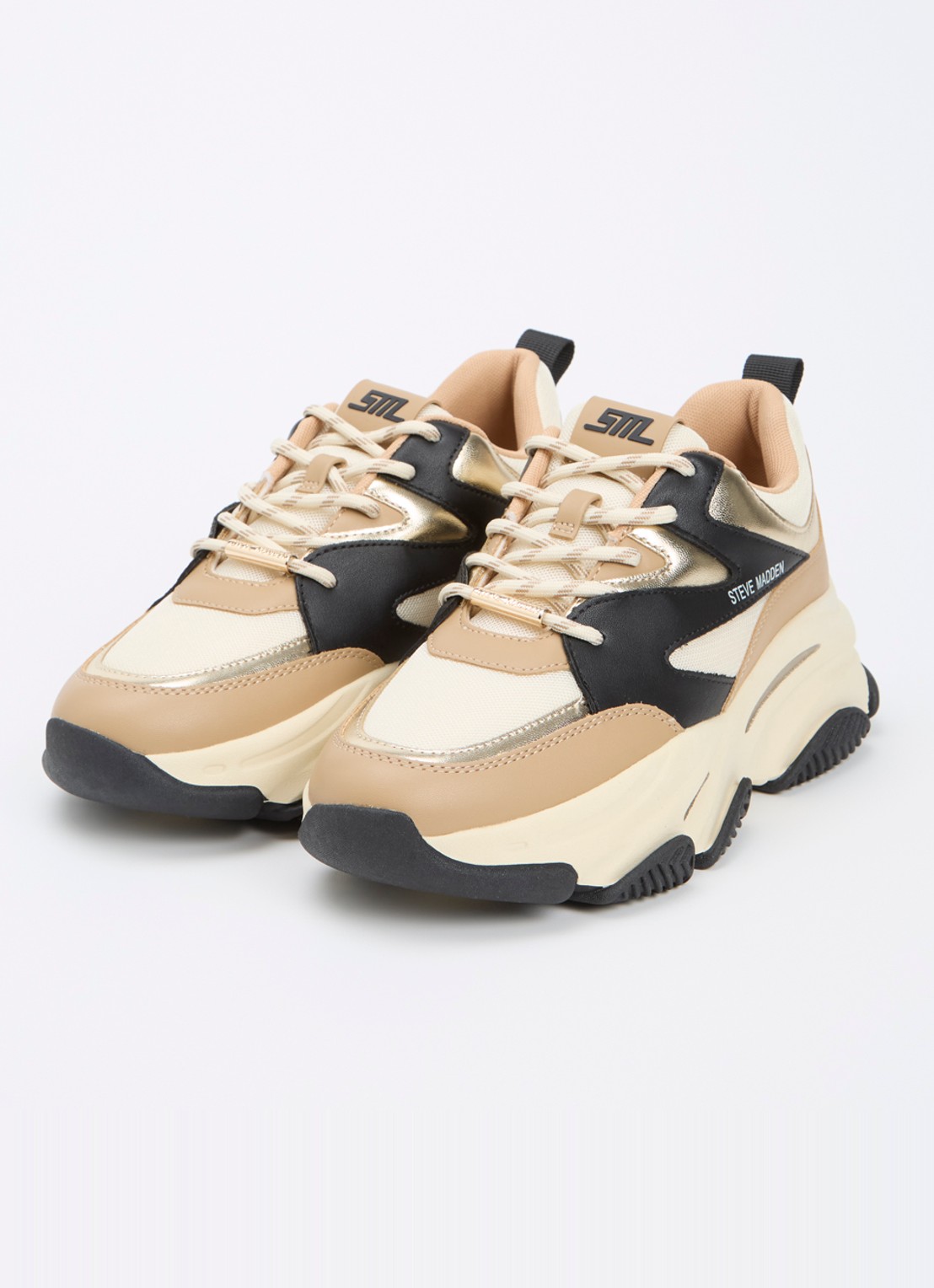 Steve Madden Progressive sneaker met metallic finish - detail 4 camel