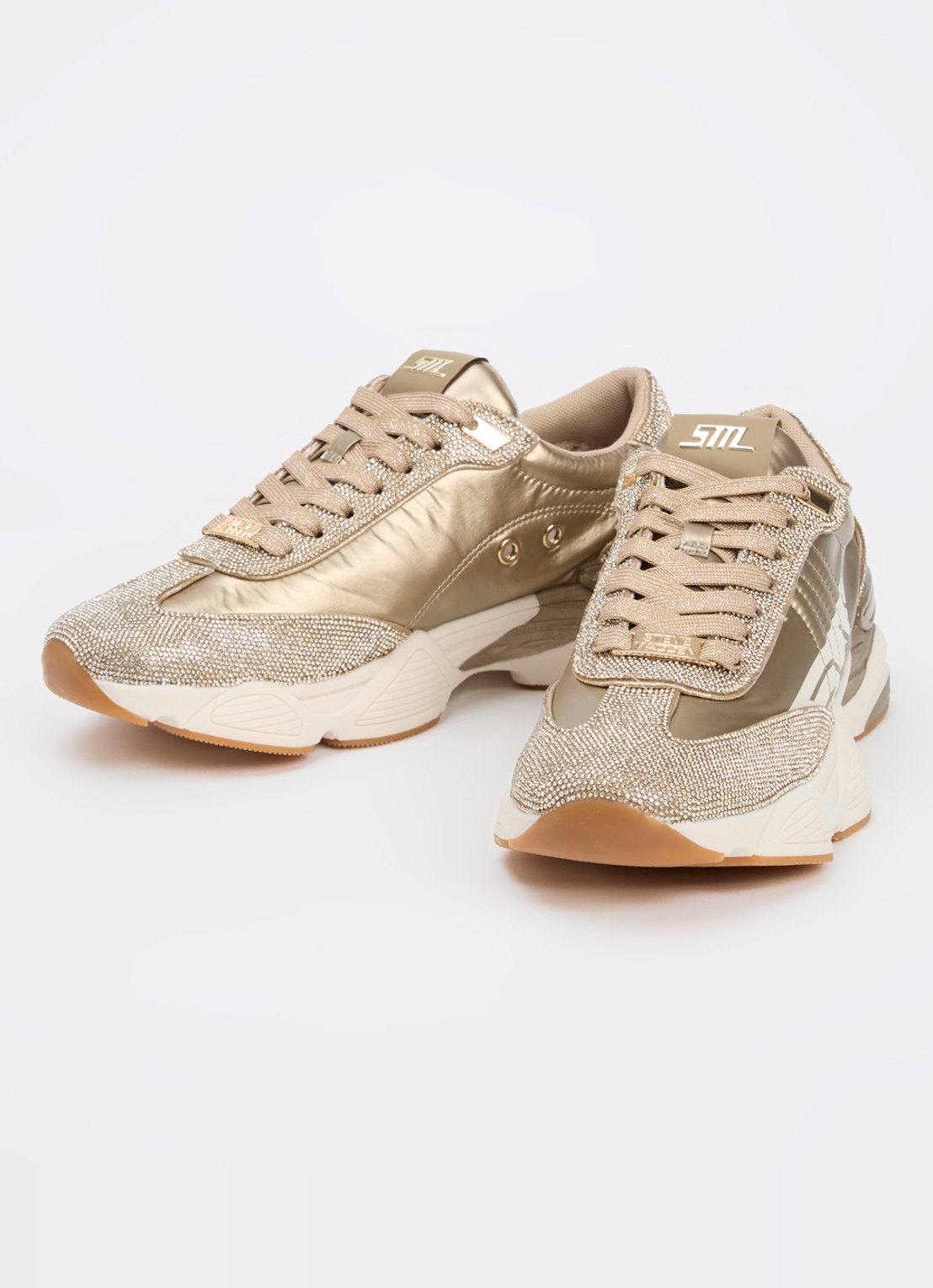 Steve Madden Setback-R sneaker met strass - detail goud