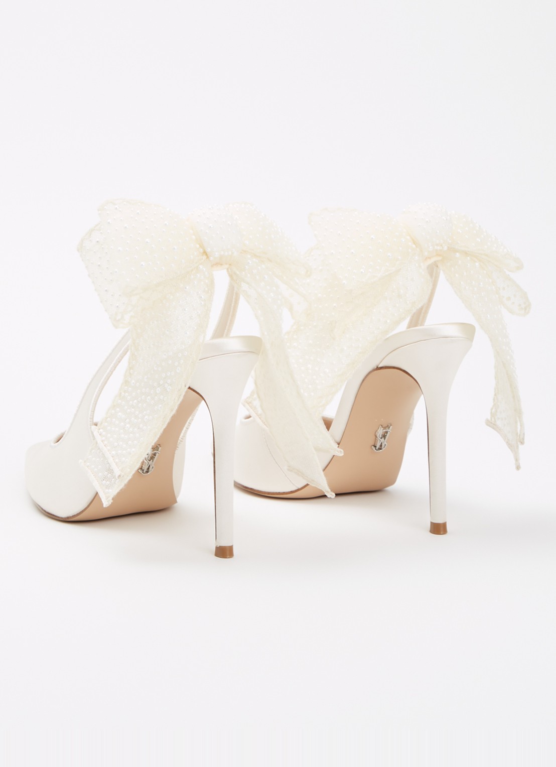 Steve Madden Teacup-P slingback van satijn met strikdetail - achterkant 6 ivoor