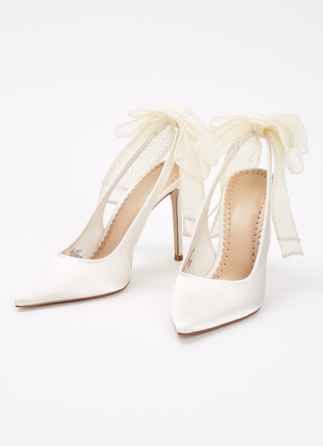 Steve Madden Teacup-P slingback van satijn met strikdetail - detail ivoor