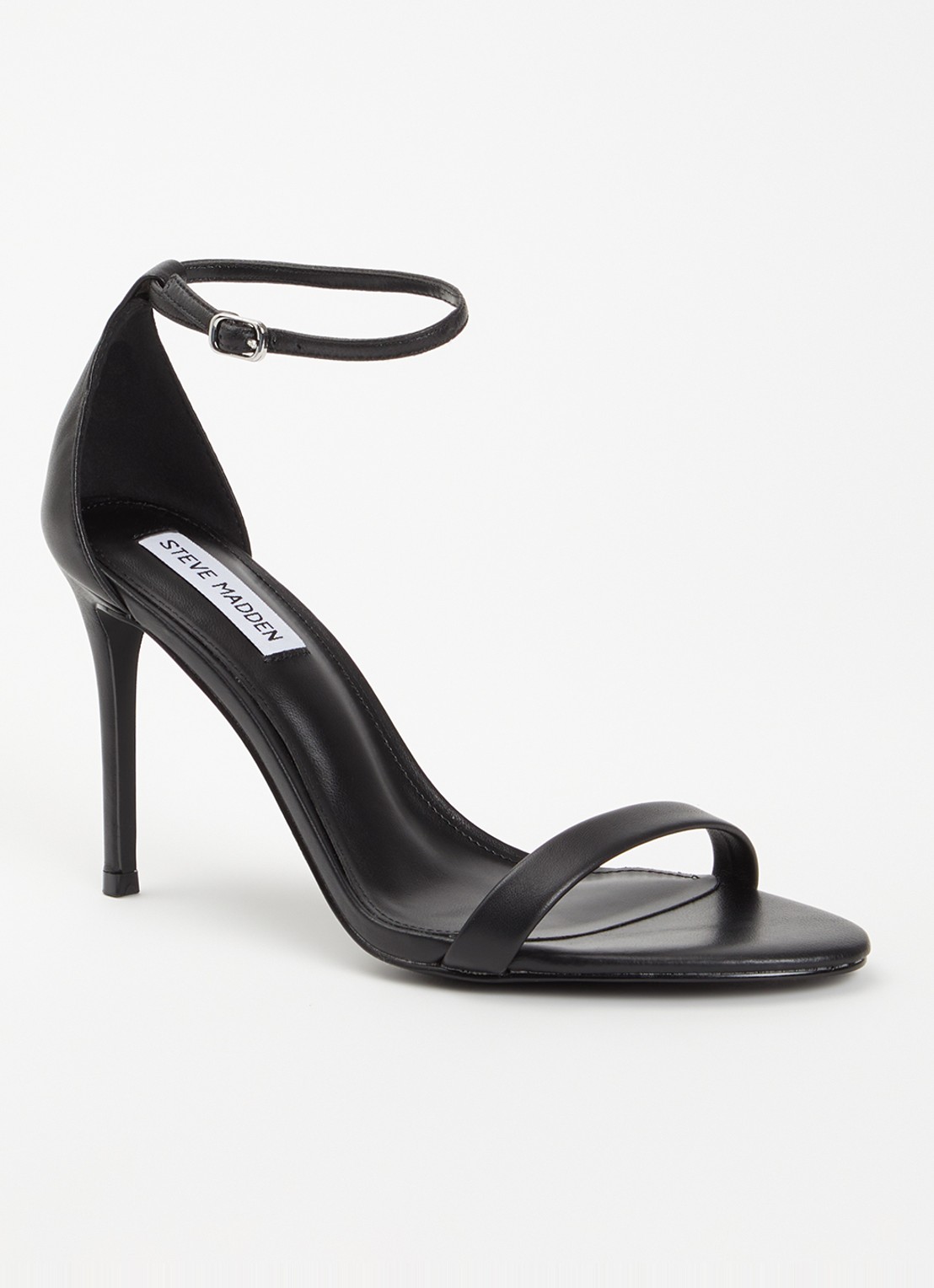 Steve Madden Tecy sandalette van leer - voorkant 3 zwart