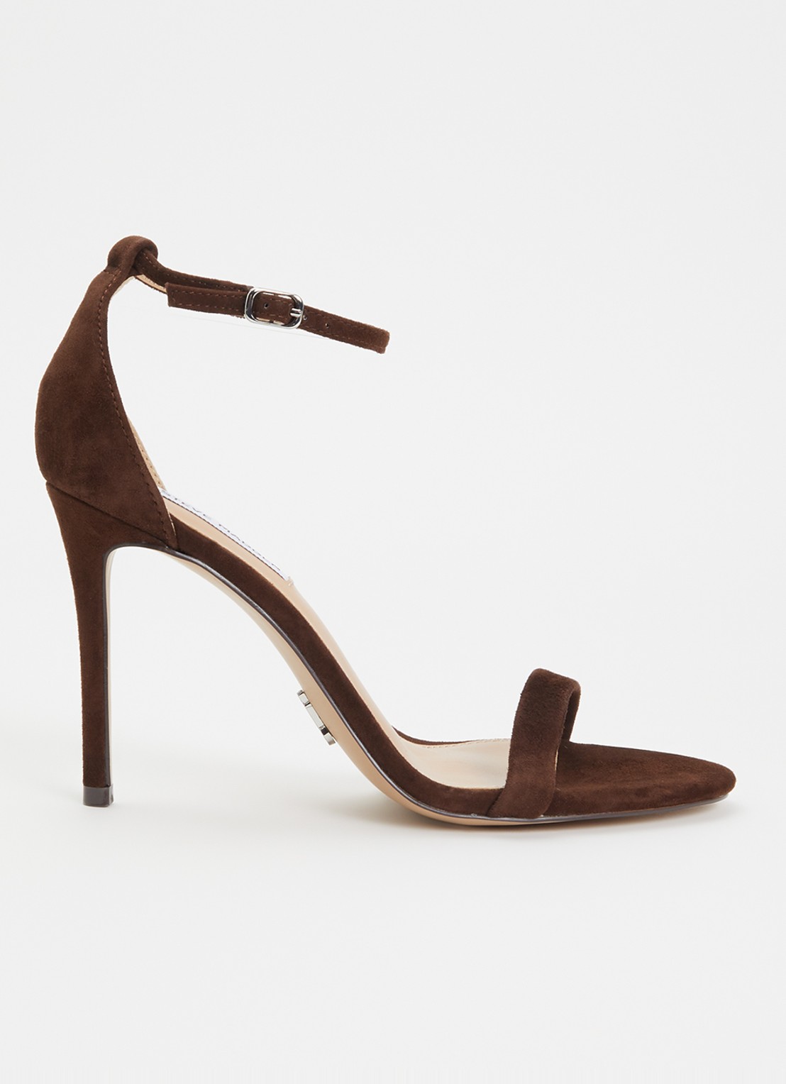 Steve Madden Tecy sandalette van leer - voorkant 2 donkerbruin