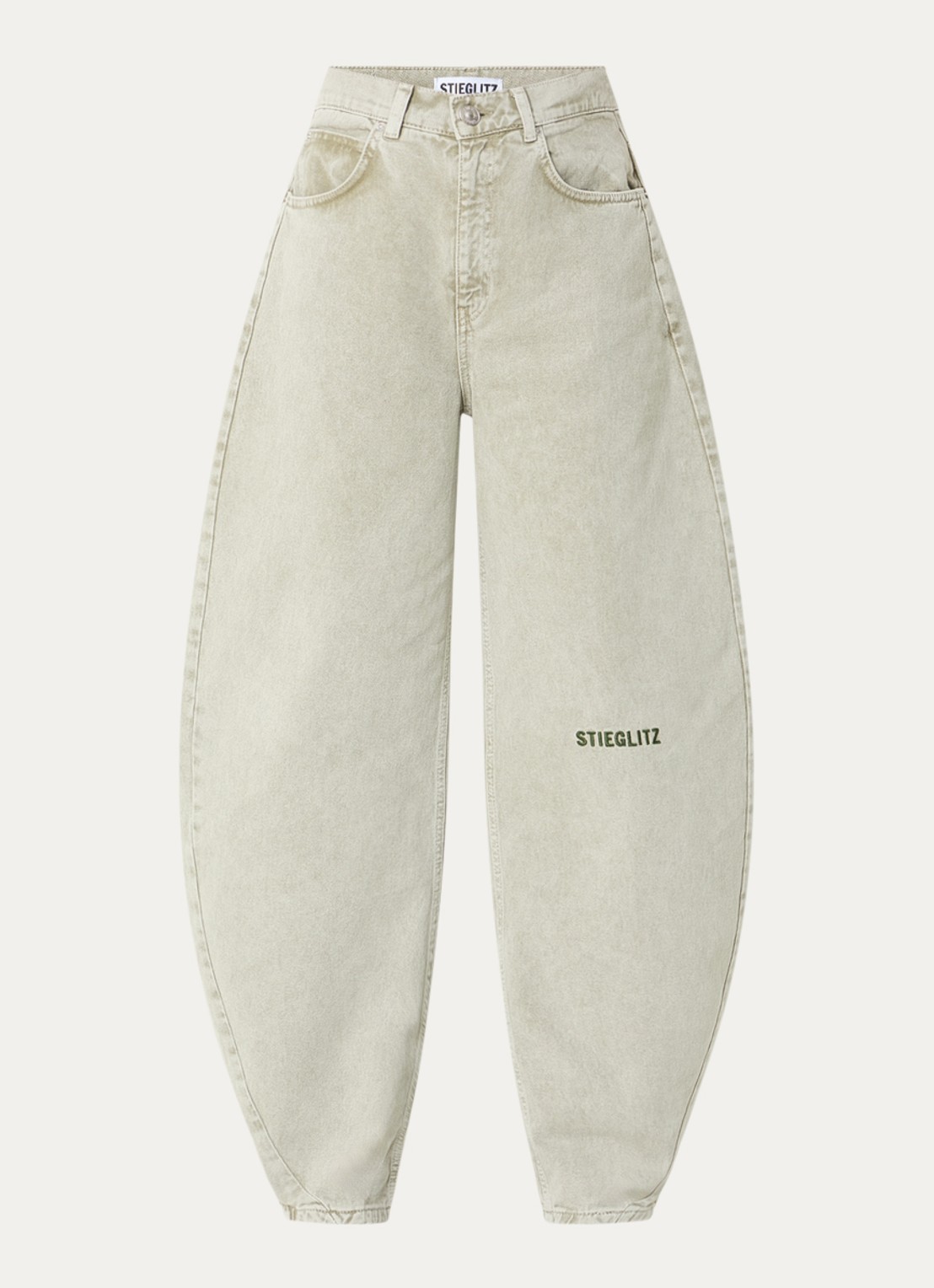 Stieglitz Benito high waist wide fit jeans met gekleurde wassing - voorkant lindegroen