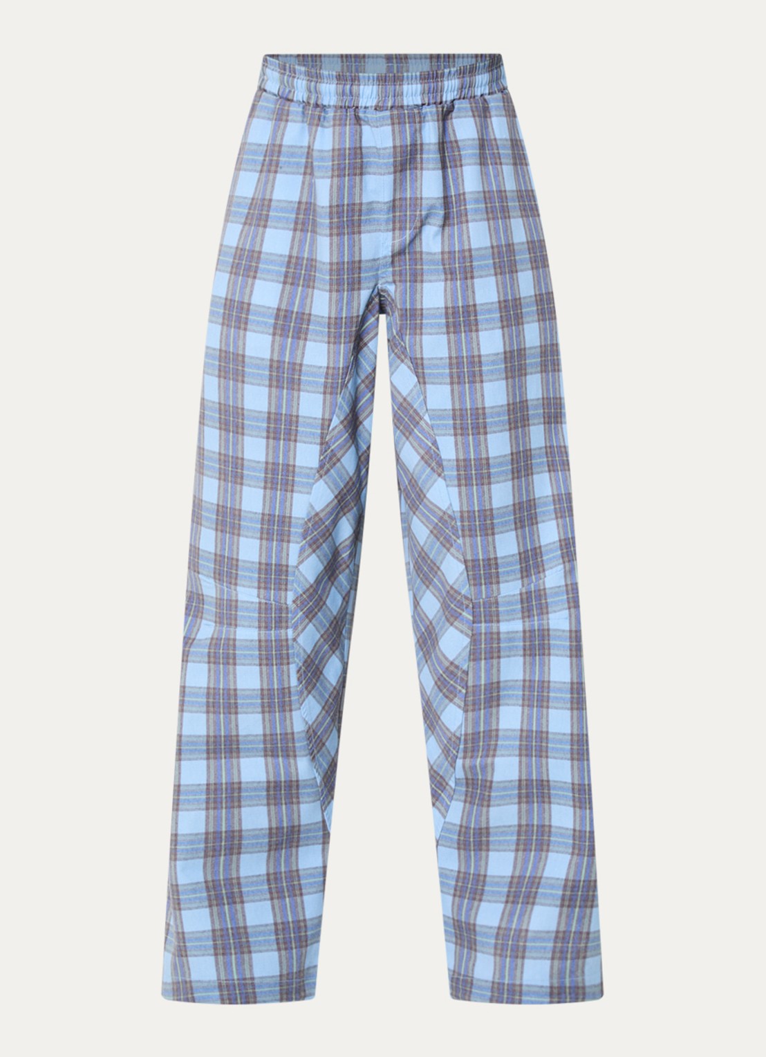 Stieglitz Briana mid waist wide fit broek met ruitdessin - voorkant 3 blauw