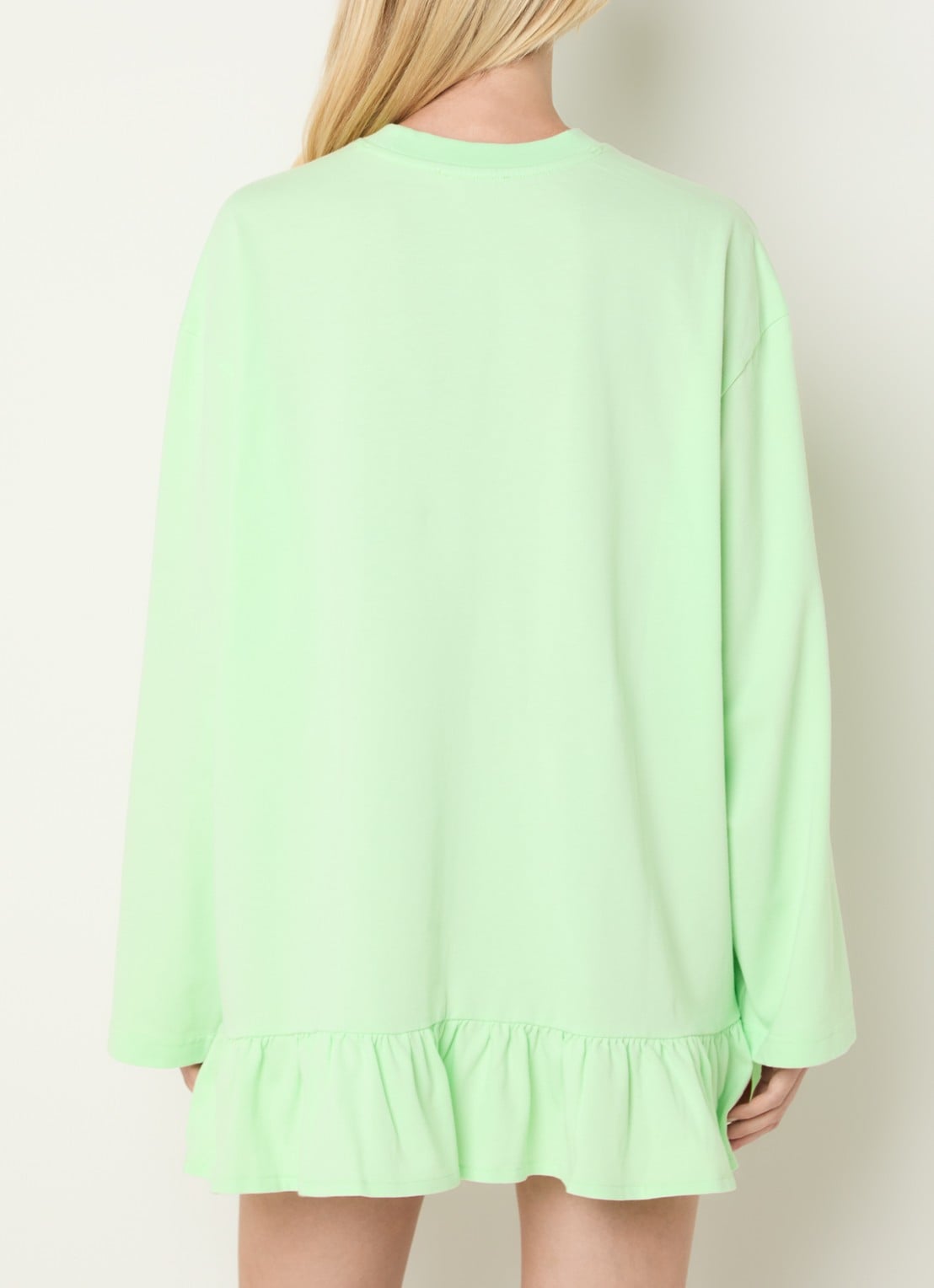 Stieglitz Brisa longsleeve met logo en volant - achterkant neongroen