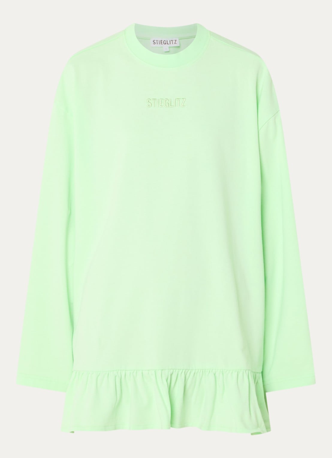Stieglitz Brisa longsleeve met logo en volant - voorkant 2 neongroen