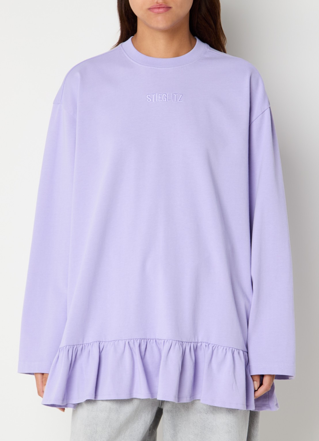 Stieglitz Brisa longsleeve met logo en volant - detail 3 paars