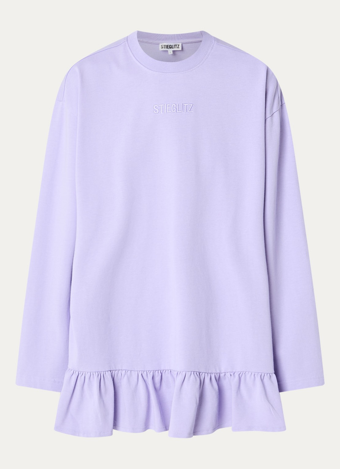 Stieglitz Brisa longsleeve met logo en volant - voorkant paars