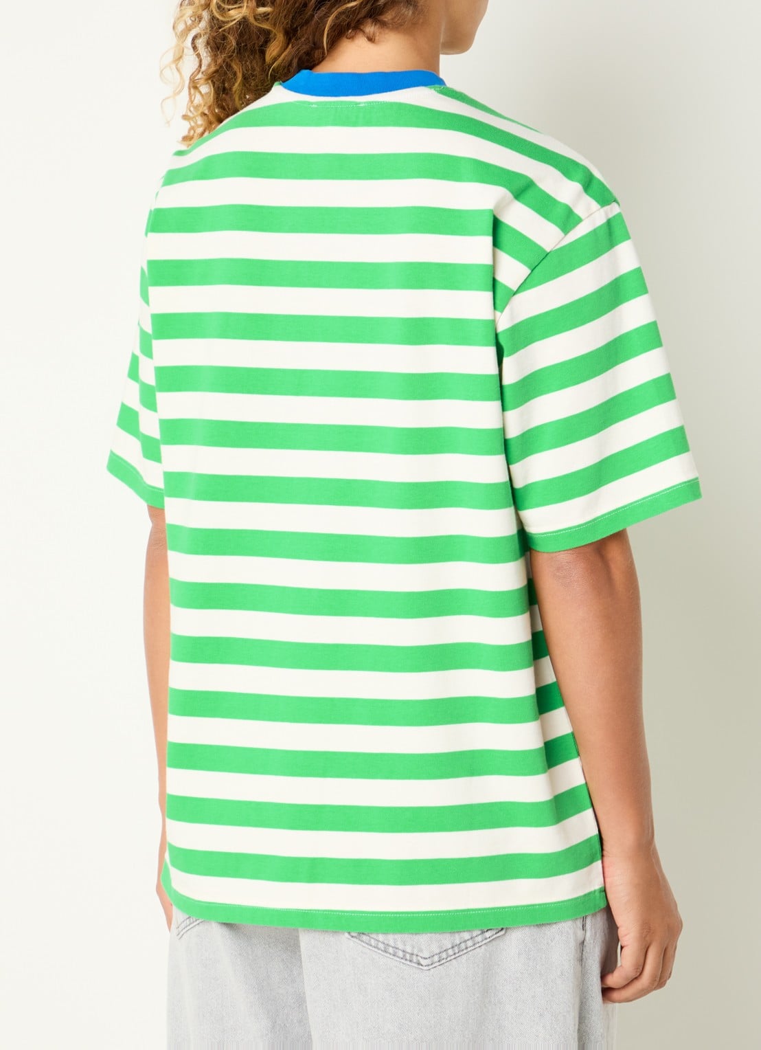 Stieglitz Caira T-shirt met streepprint en logoborduring - achterkant 4 groen