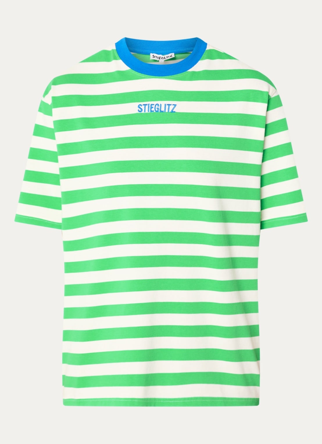Stieglitz Caira T-shirt met streepprint en logoborduring - voorkant 2 groen