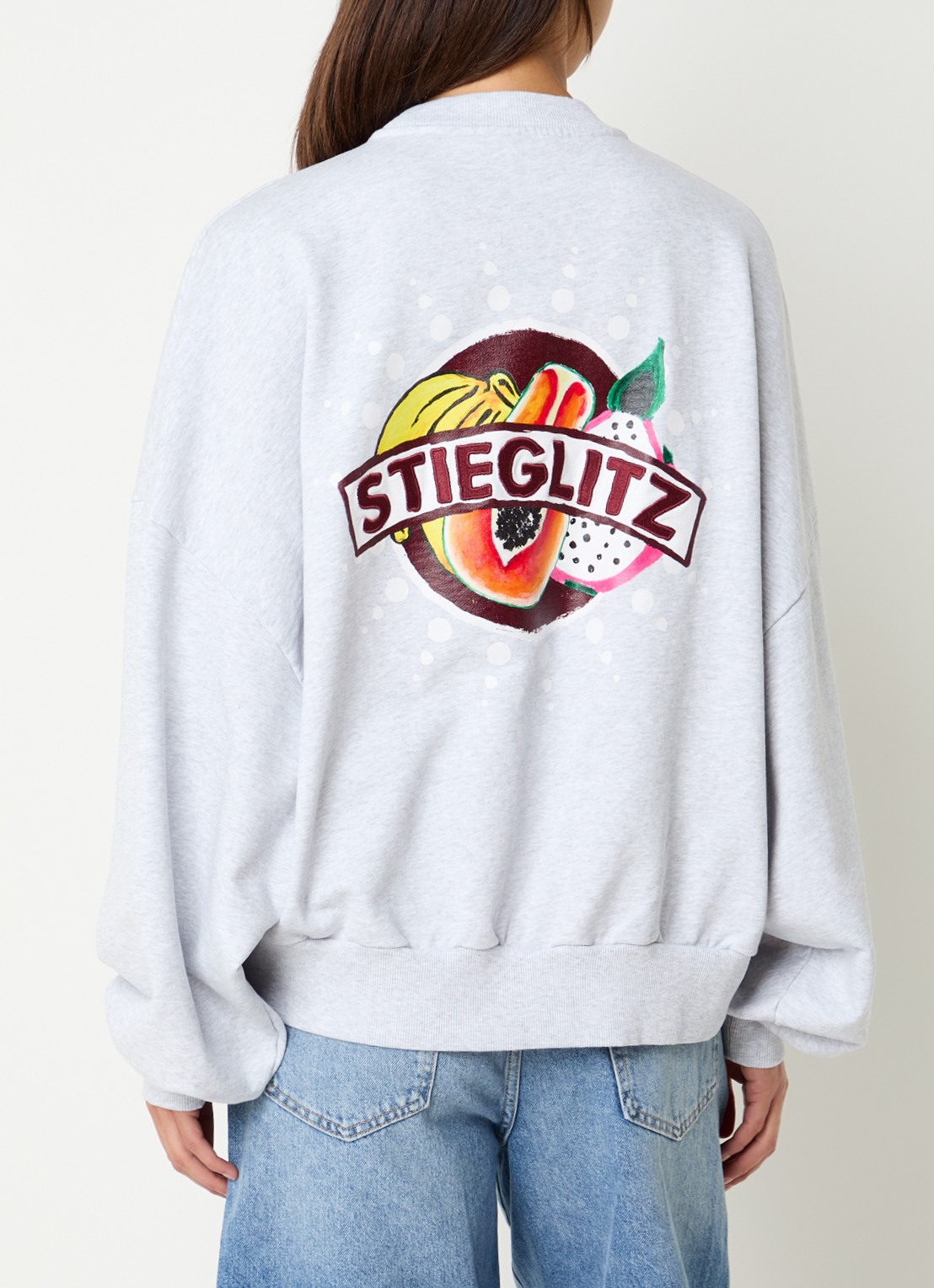 Stieglitz Cindy Oversized sweater met print - detail 4 grijs