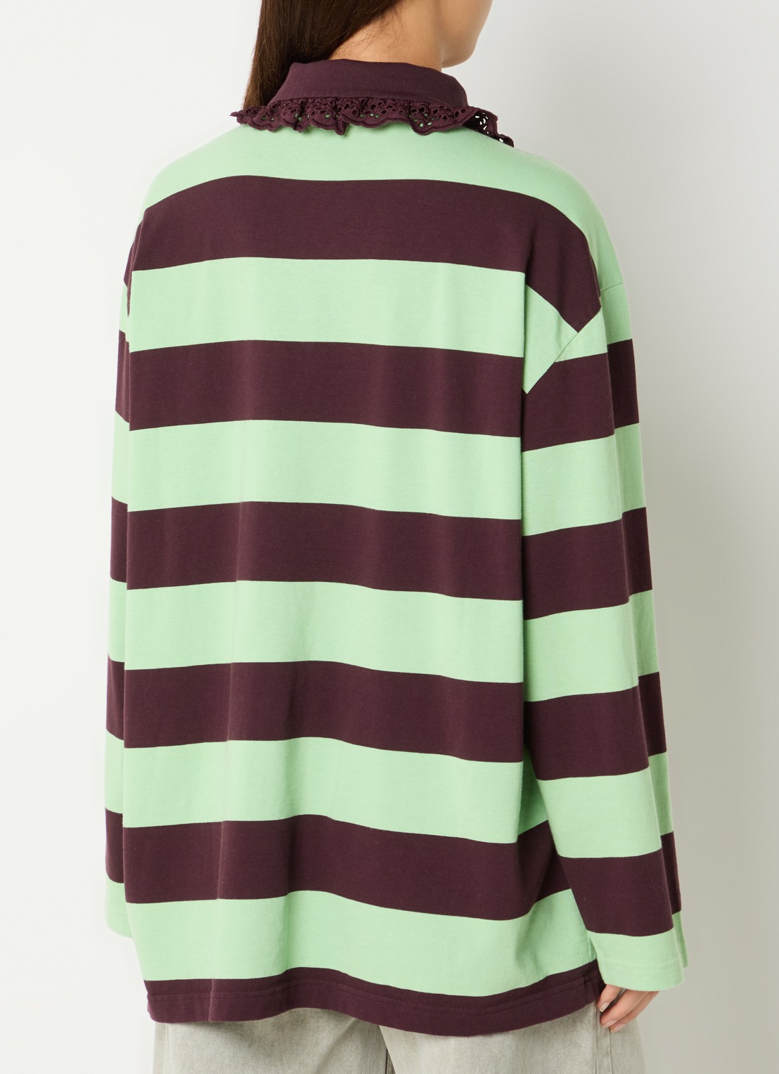 Stieglitz Danila longsleeve met polokraag - achterkant aubergine
