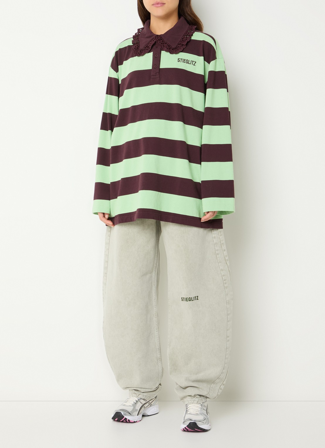Stieglitz Danila longsleeve met polokraag - voorkant 3 aubergine