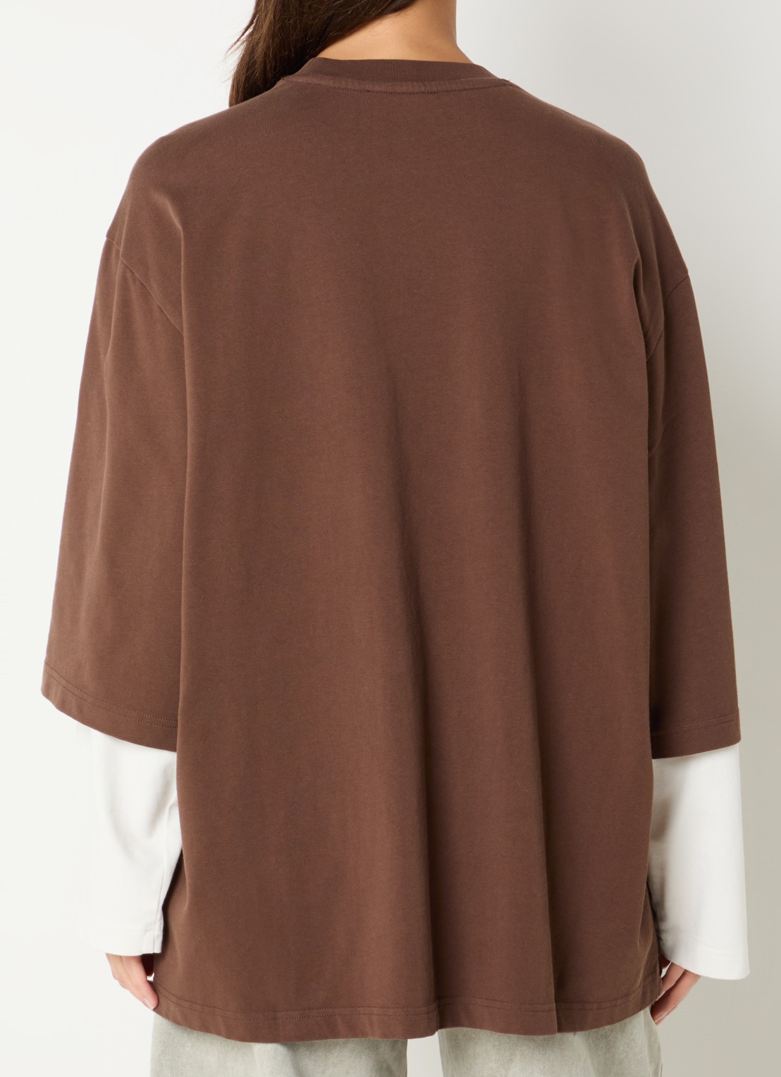 Stieglitz Daria long sleeve met logoprint - achterkant 2 hazelnootbruin