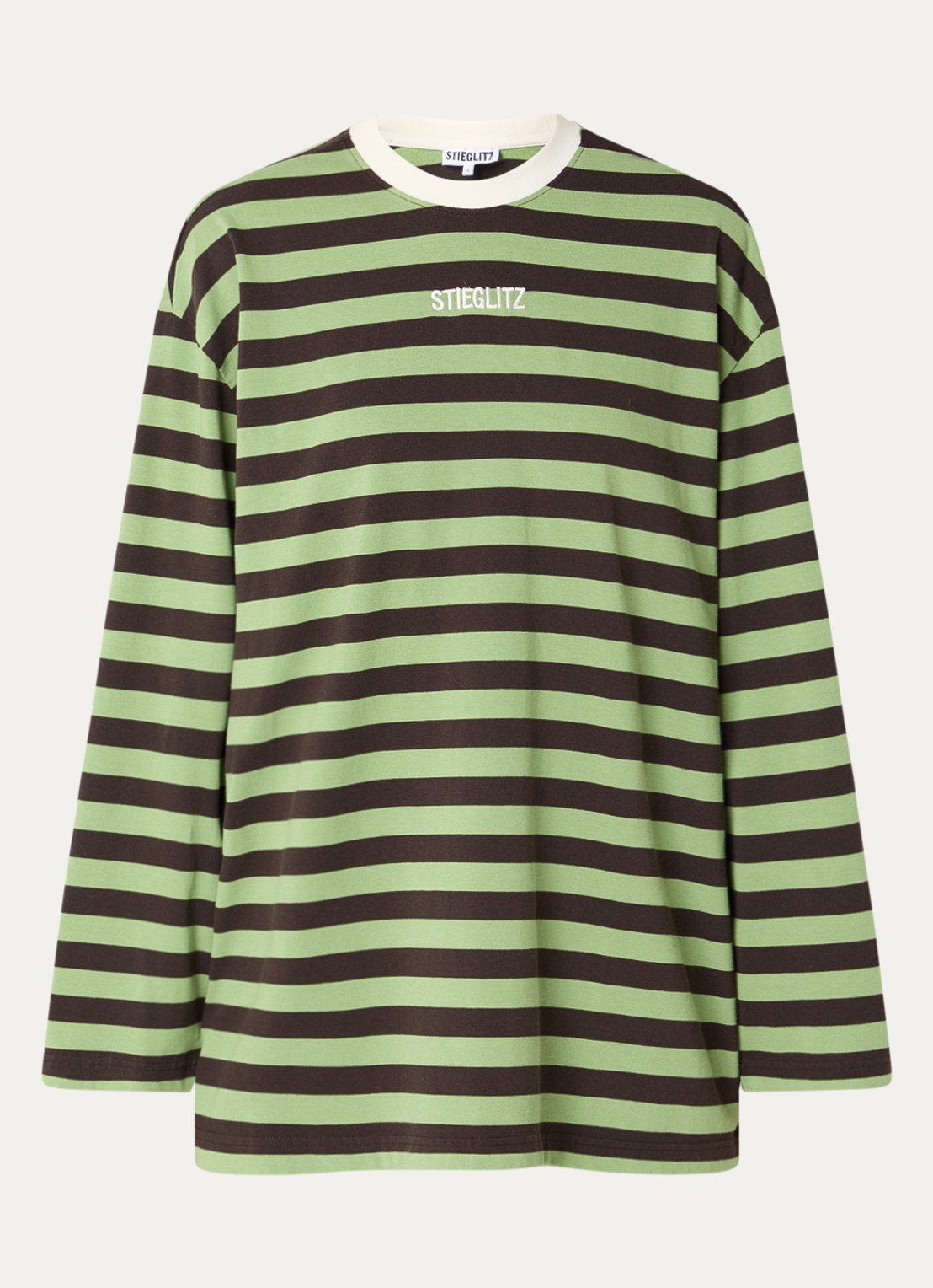 Stieglitz Donna long sleeve met streepprint - voorkant groen