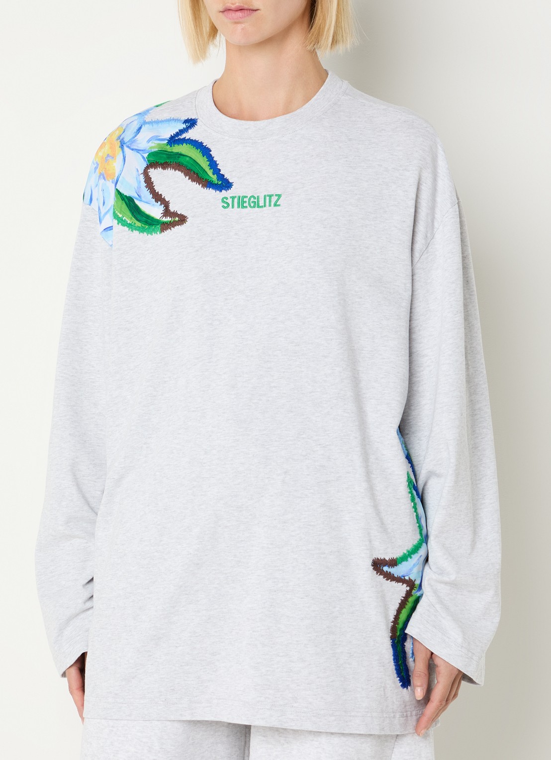 Stieglitz Eliza longsleeve met logoborduring - detail 4 grijs