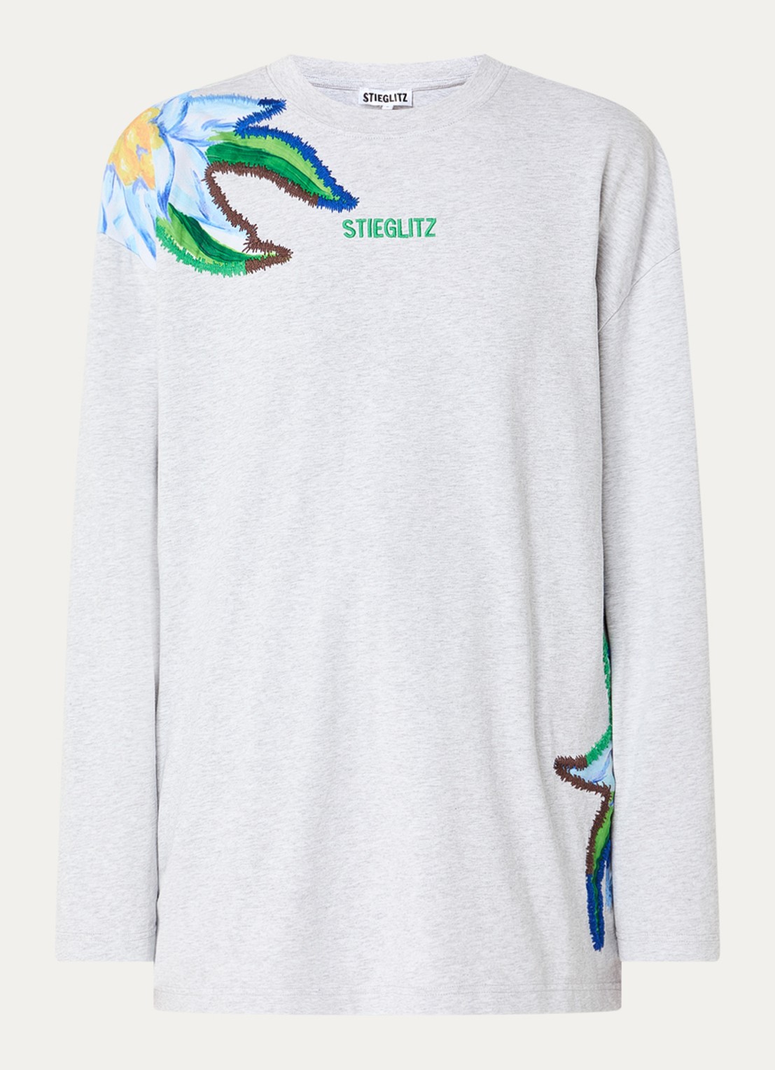 Stieglitz Eliza longsleeve met logoborduring - voorkant 2 grijs