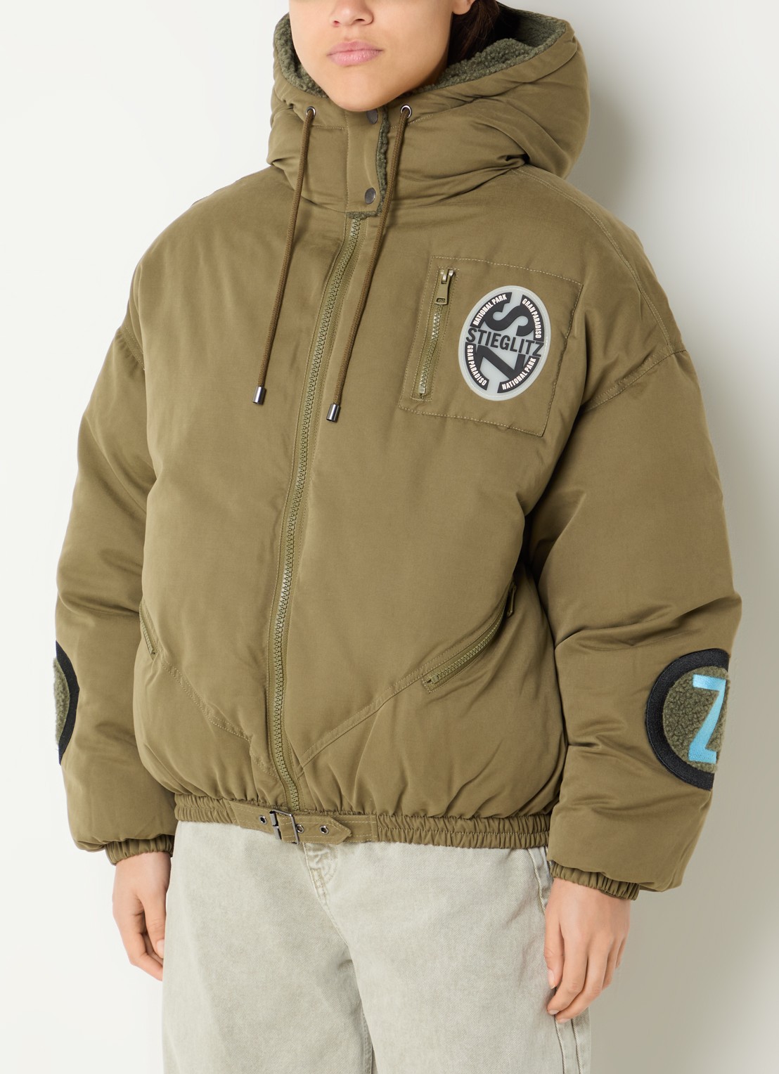 Stieglitz Felice puffer jack met steekzakken - detail 4 mosgroen