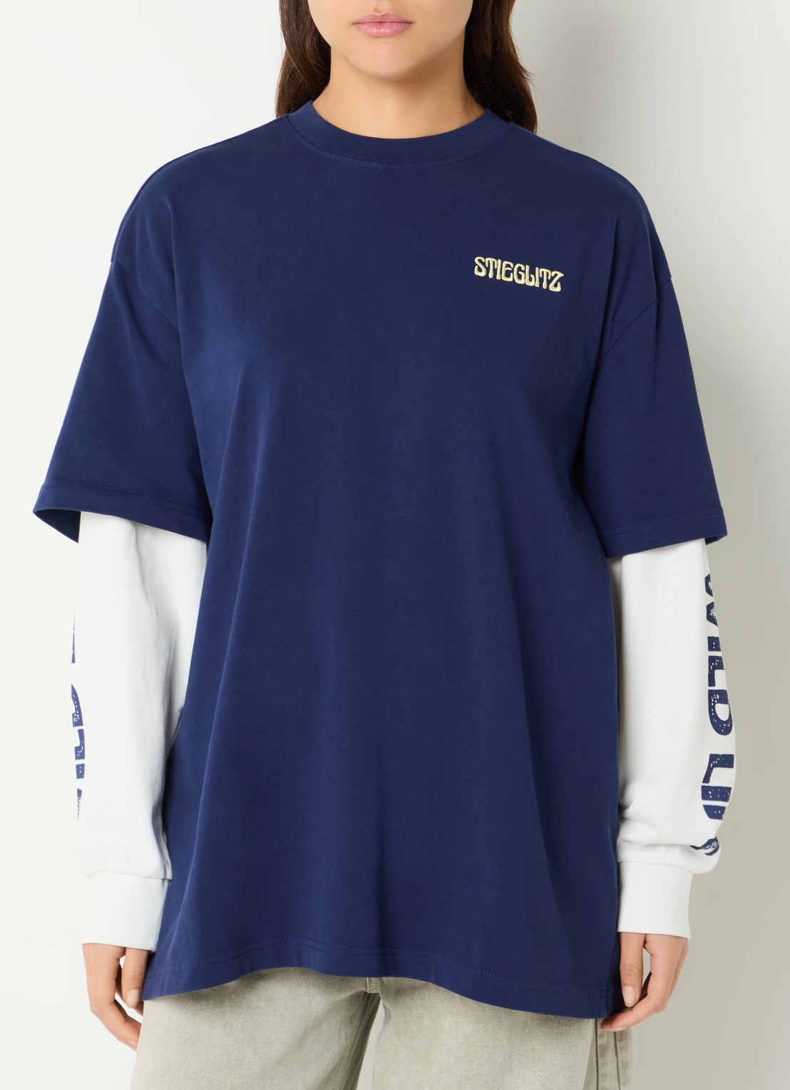 Stieglitz Fiore long sleeve met logo- en backprint - achterkant 4 donkerblauw