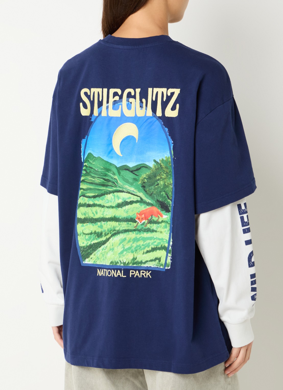 Stieglitz Fiore long sleeve met logo- en backprint - detail 3 donkerblauw
