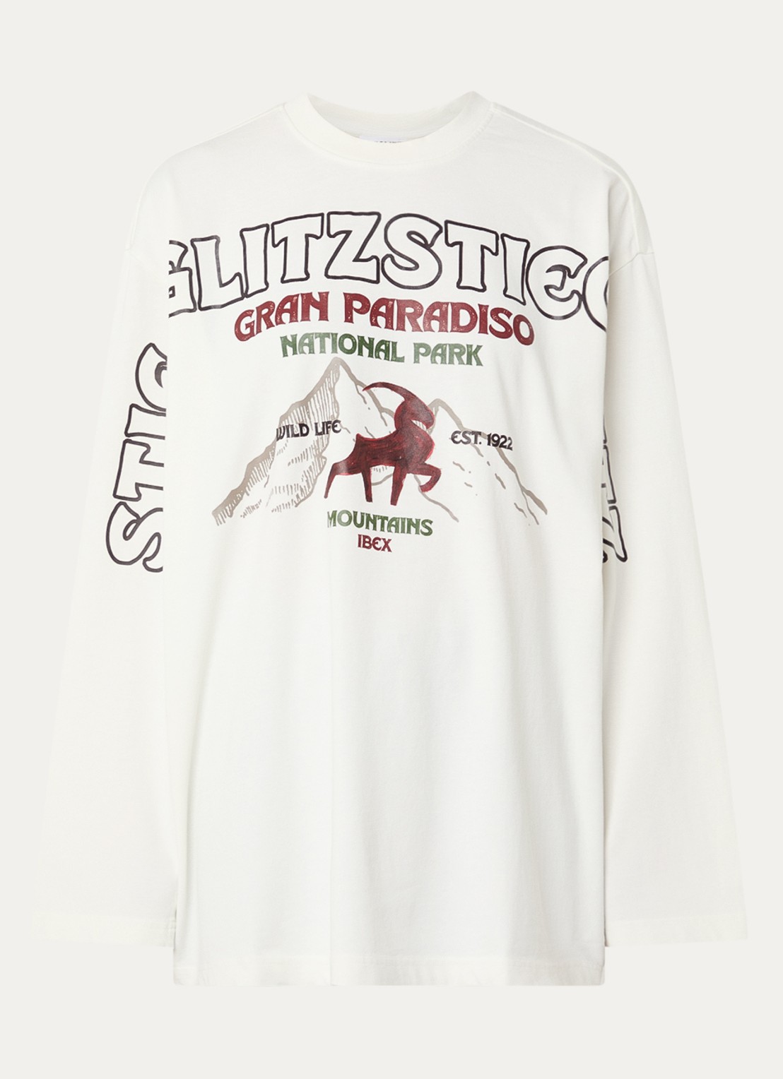 Stieglitz Gineva longsleeve met print - voorkant gebroken wit