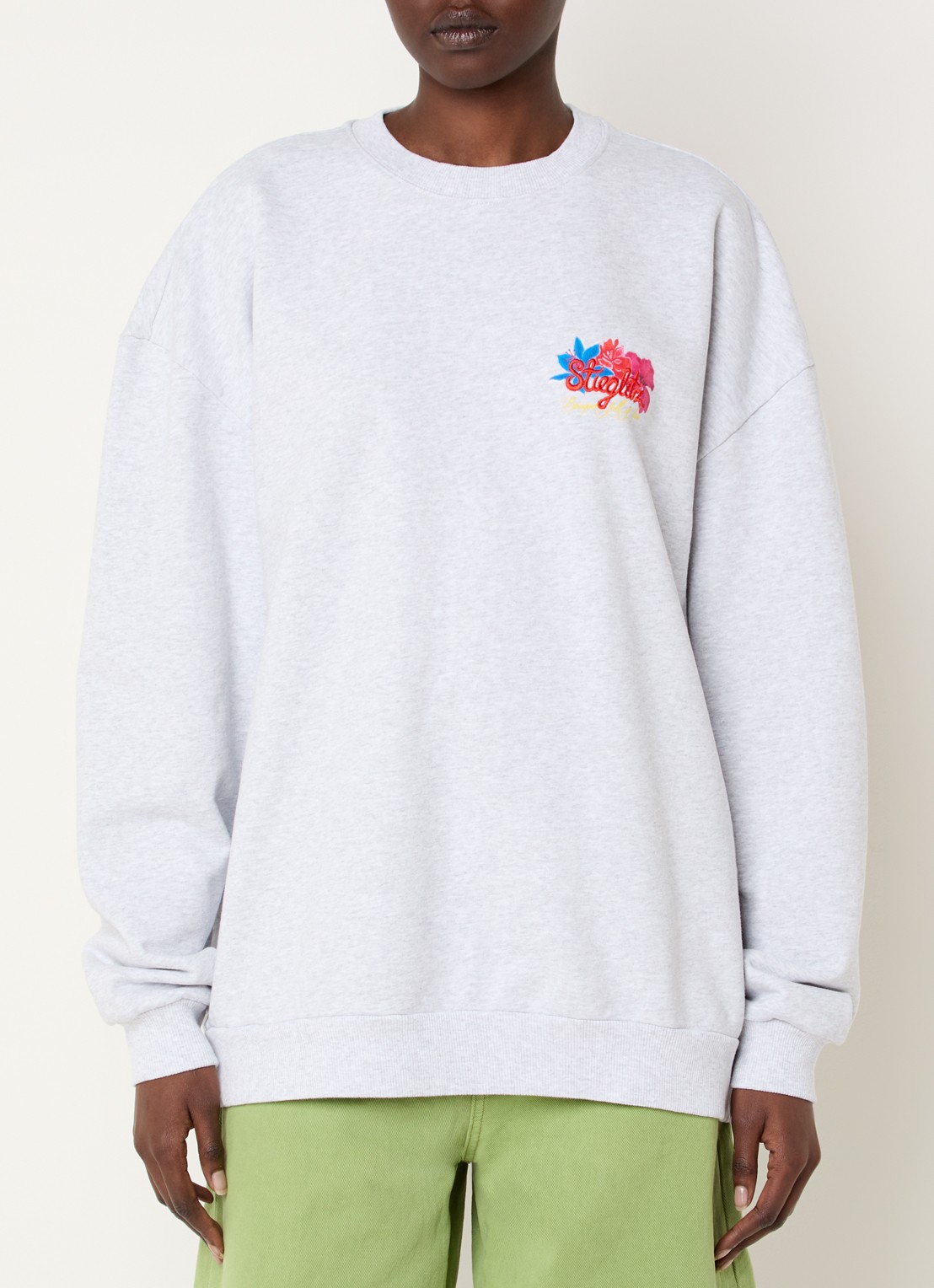 Stieglitz Glenda sweater met logoborduring en backprint - achterkant 3 grijsmele