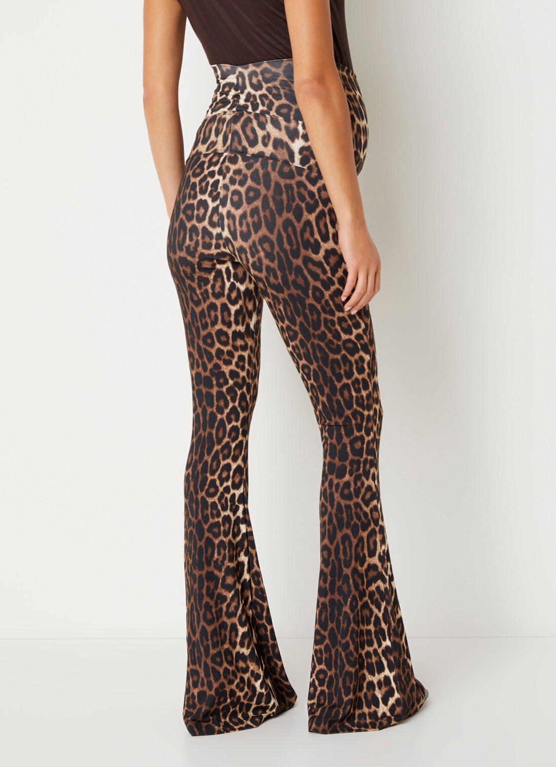 Stieglitz High waist flared fit legging met dierenprint - achterkant donkerbruin