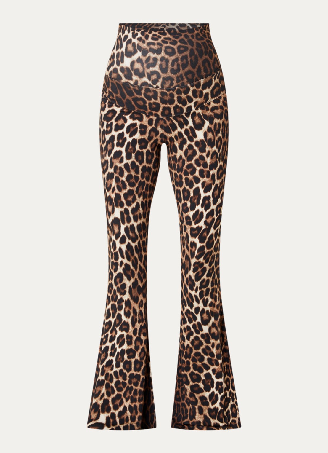 Stieglitz High waist flared fit zwangerschapsbroek met dierenprint - voorkant donkerbruin