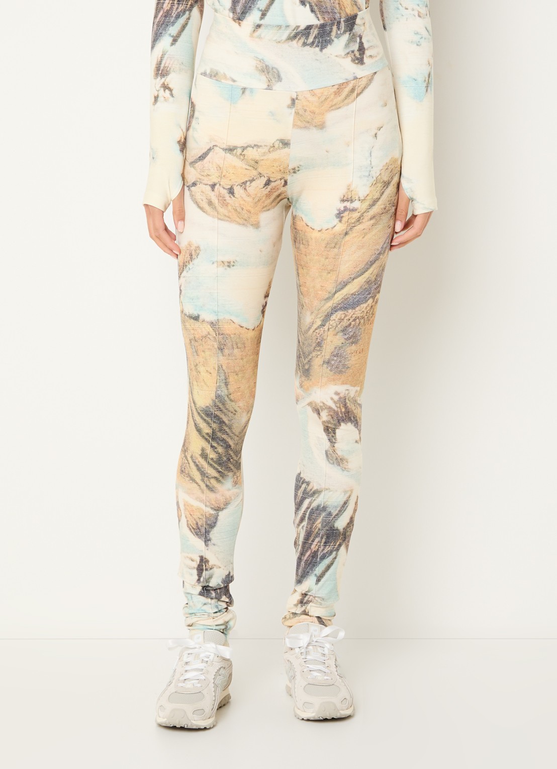 Stieglitz High waist skinny fit legging met print - detail 3 lindegroen