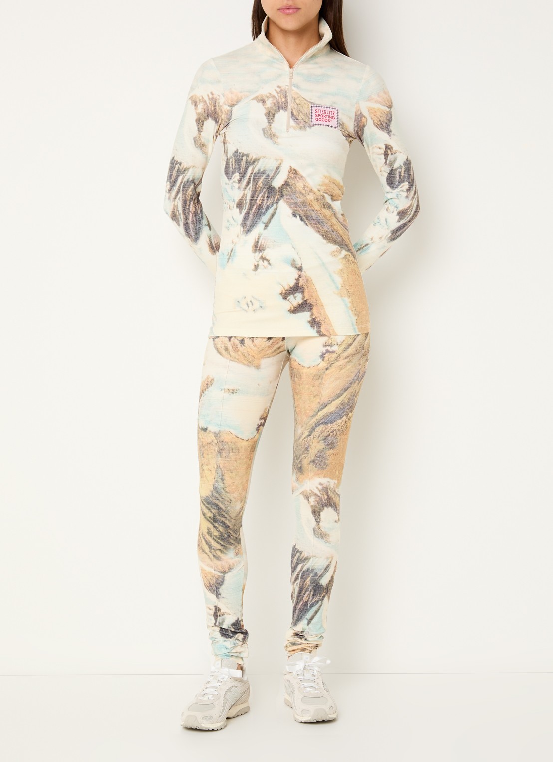 Stieglitz High waist skinny fit legging met print - voorkant 2 lindegroen