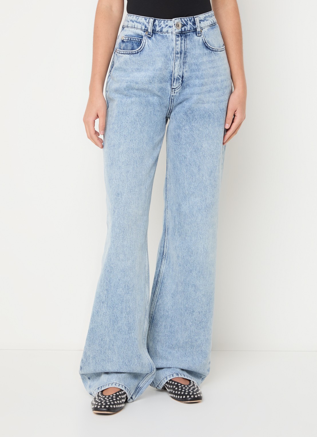 Stieglitz High waist wide leg jeans met lichte wassing - detail 4 indigo