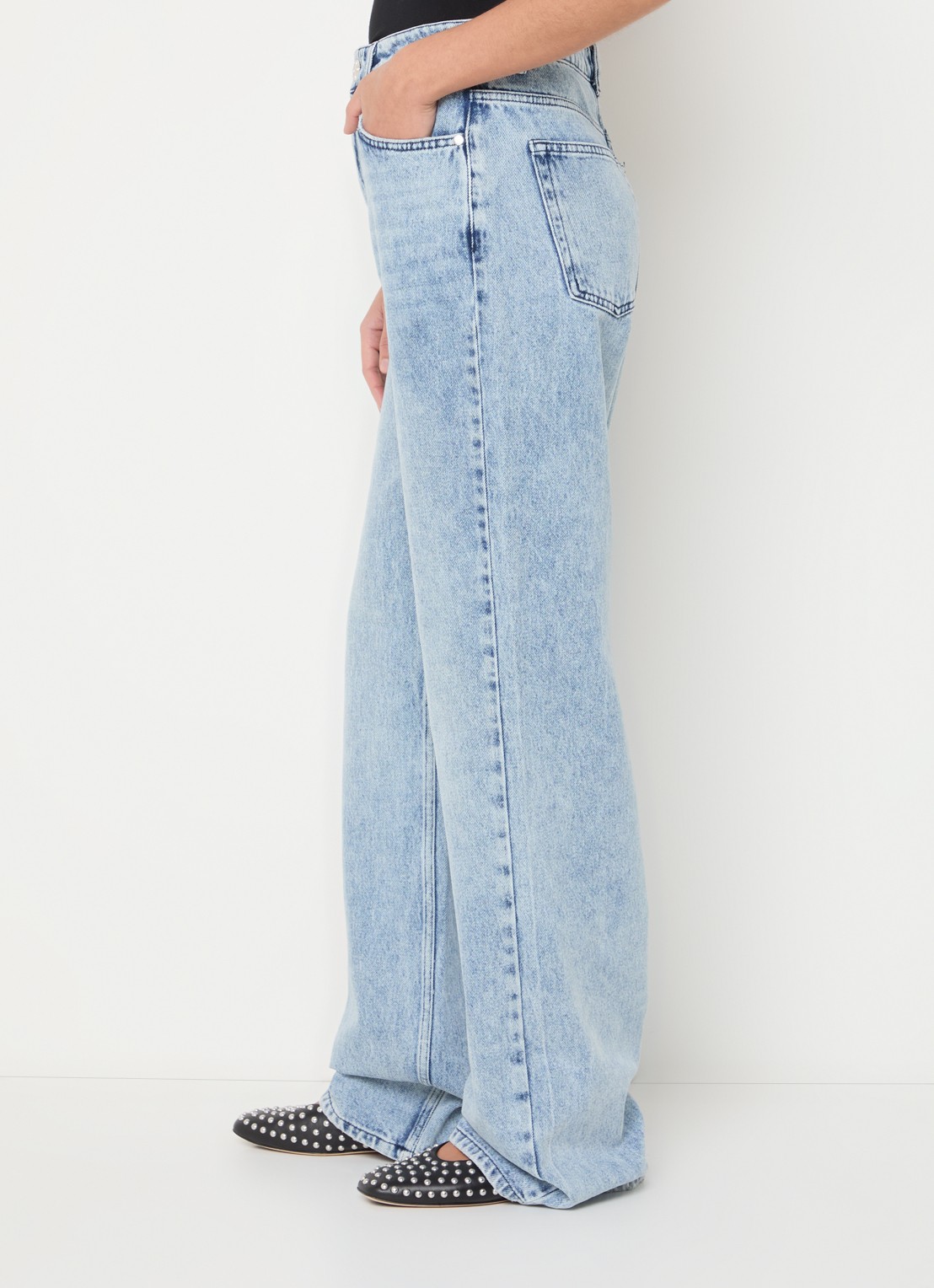 Stieglitz High waist wide leg jeans met lichte wassing - detail 5 indigo