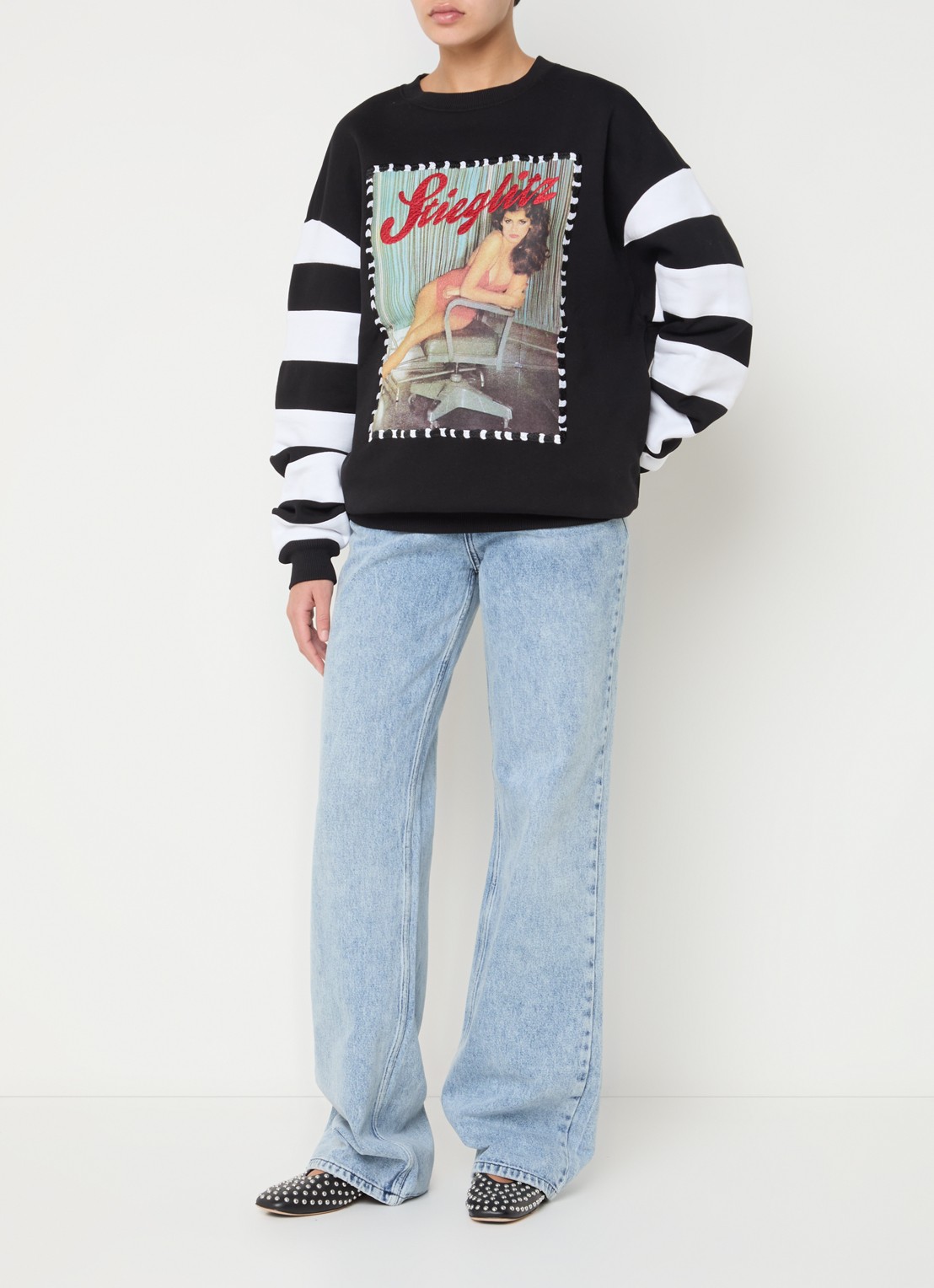 Stieglitz High waist wide leg jeans met lichte wassing - voorkant 3 indigo