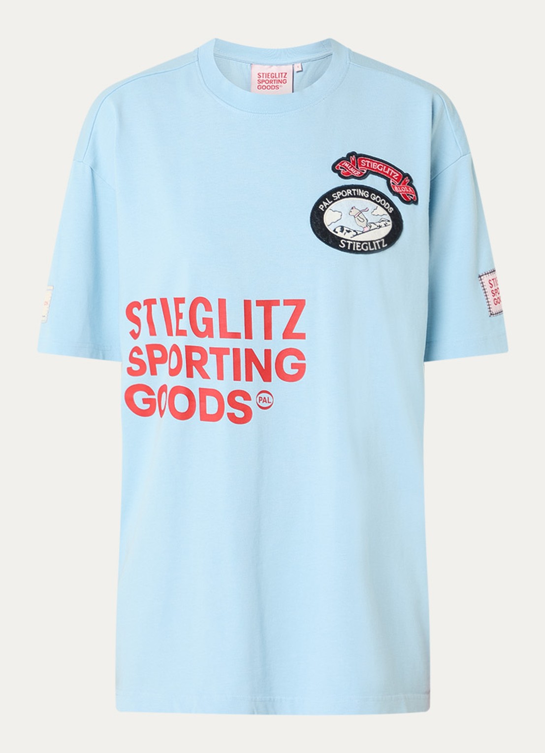 Stieglitz Jaimey oversized T-shirt met logo en print - voorkant blauw