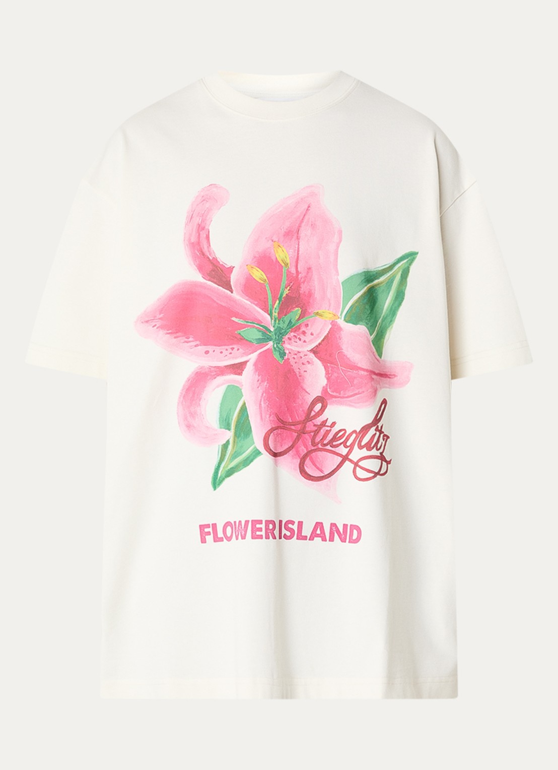 Stieglitz Kaella oversized  T-shirt met print - voorkant blauw