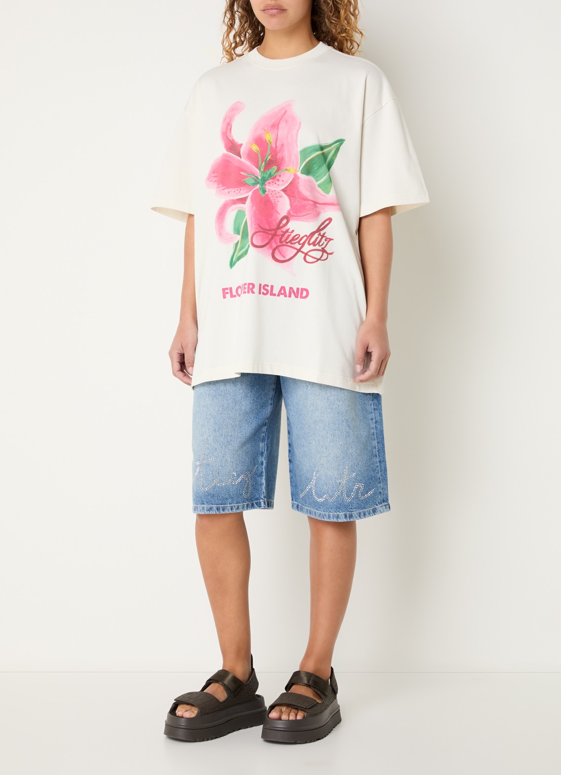 Stieglitz Kaella oversized  T-shirt met print - voorkant 2 blauw