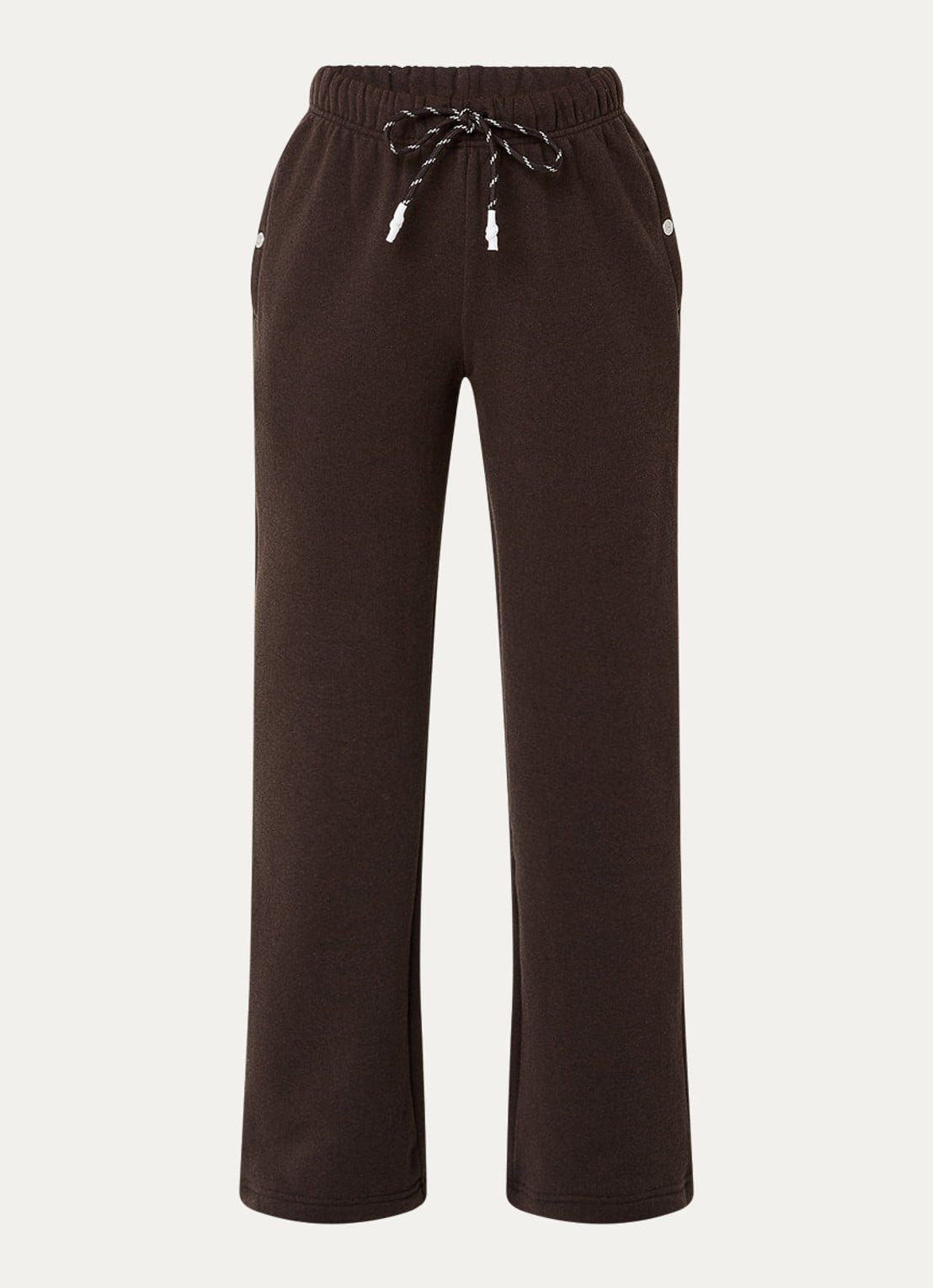 Stieglitz Lola high waist straight fit joggingsbroek met steekzakken - voorkant 3 donkerbruin