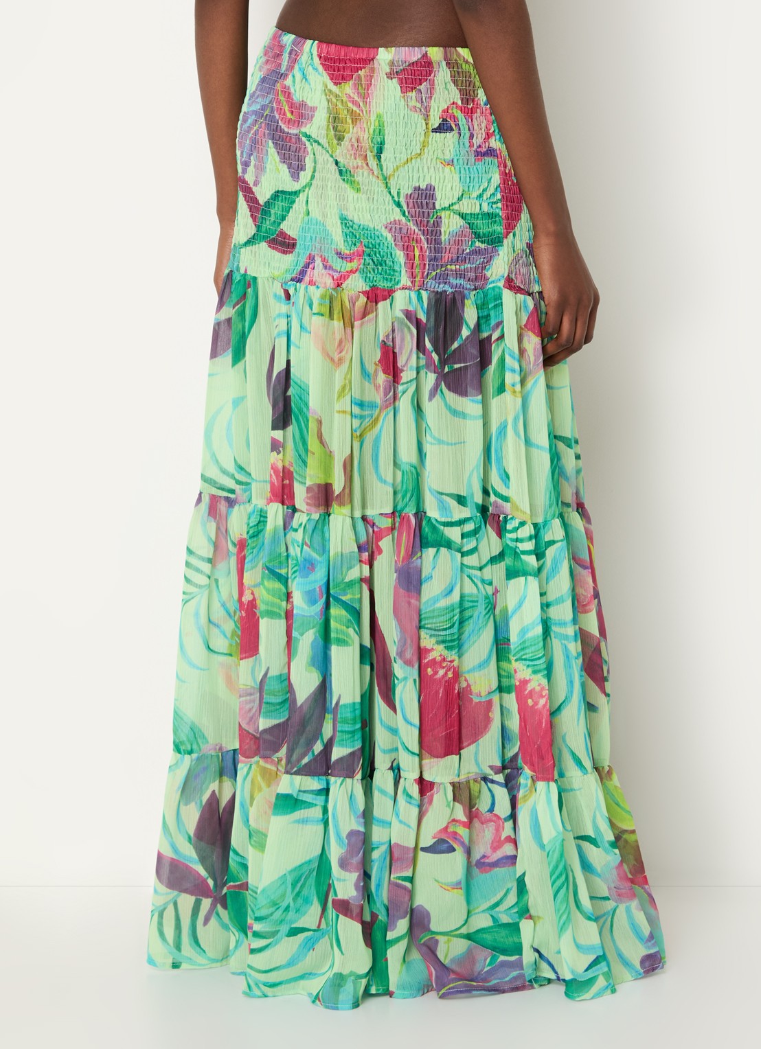 Stieglitz Maxi rok met smockwerk en print - achterkant 4 mint
