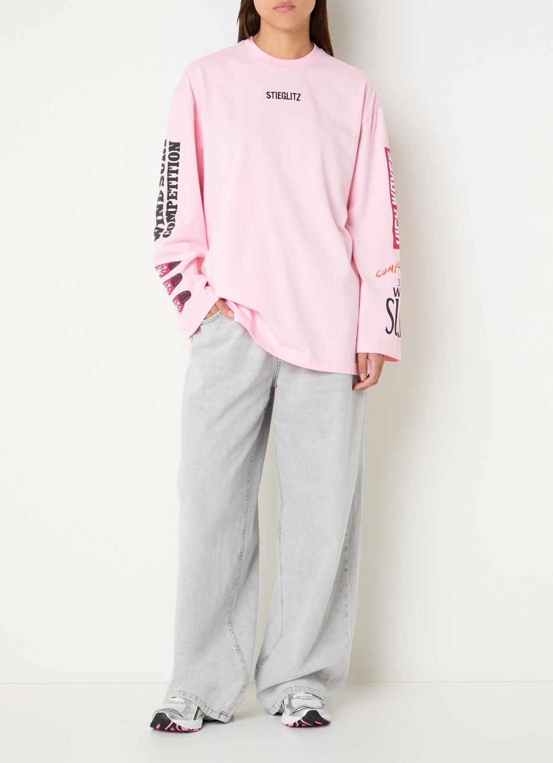 Stieglitz Monica longsleeve met logo- en backprint - voorkant 3 geel