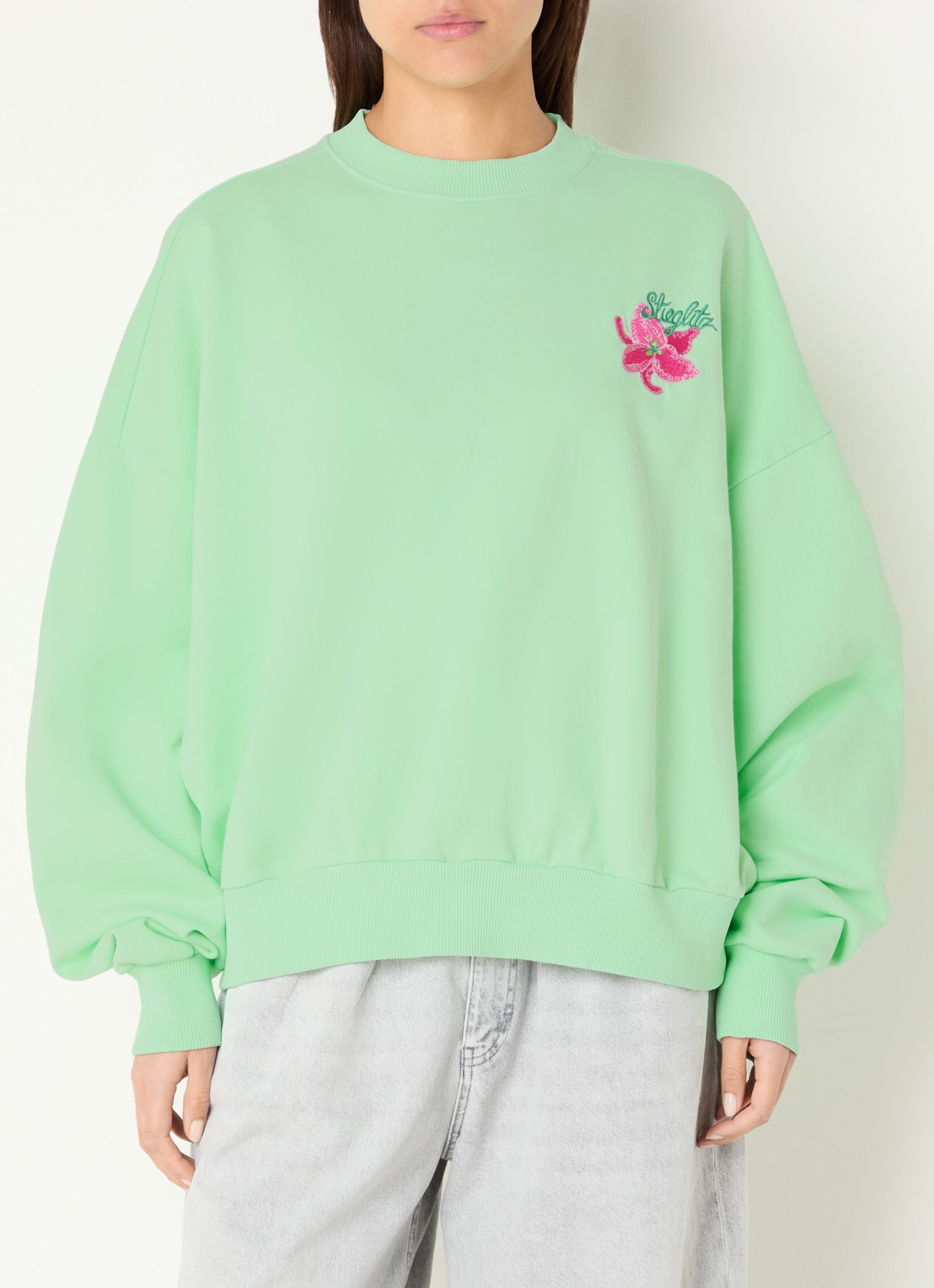 Stieglitz Novia oversized sweater met logoborduring - detail 4 mint