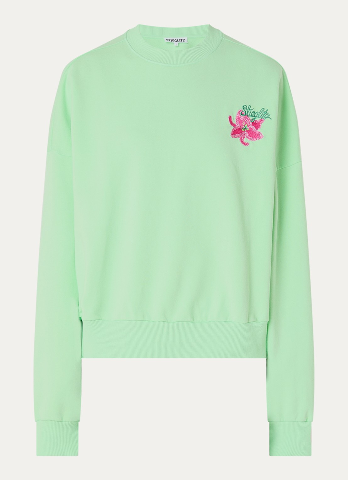 Stieglitz Novia oversized sweater met logoborduring - voorkant 2 mint